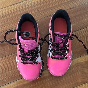Pink Athletic Shoes with Black Laces